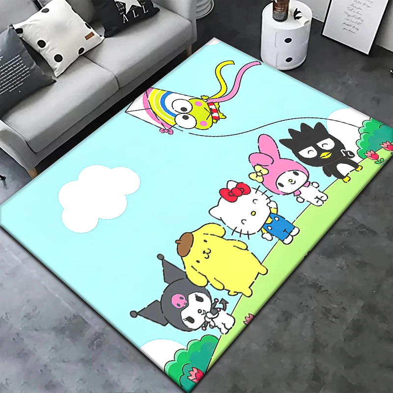 Kuromi-alfombra Sanrio para sala de estar, decoración de dormitorio, Picnic, Campamento, cocina, alfombra para gatear