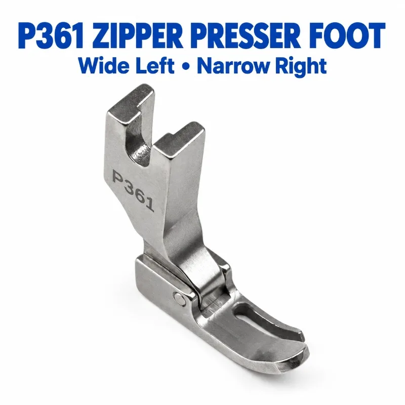 HENVOR P360 / P361 Narrow Zipper Presser Foot, All-Steel, for Industrial Lockstitch Sewing Machines