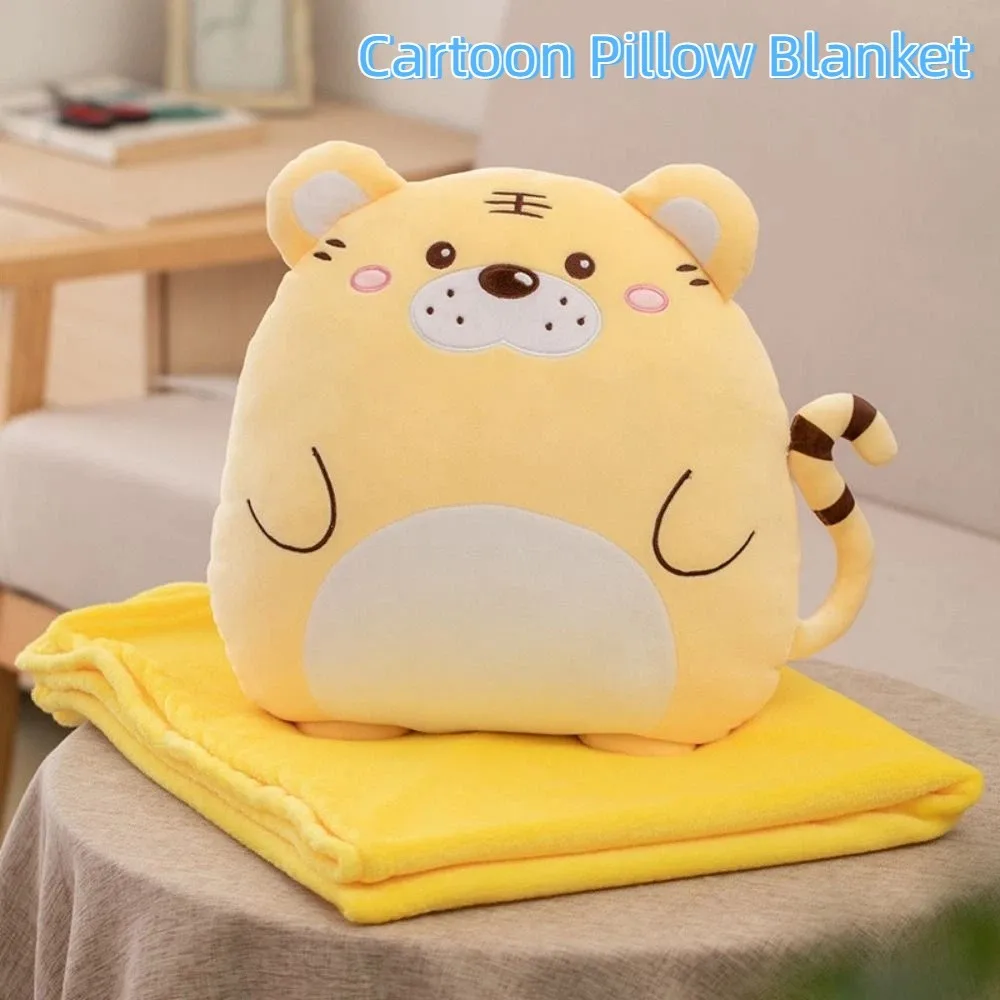 

Multfunctional Flannel Cartoon Pillow Quilt Storage Design Comfortable 2 In 1 Cushion Blanket Stuffed Soft Nap Blanket Student