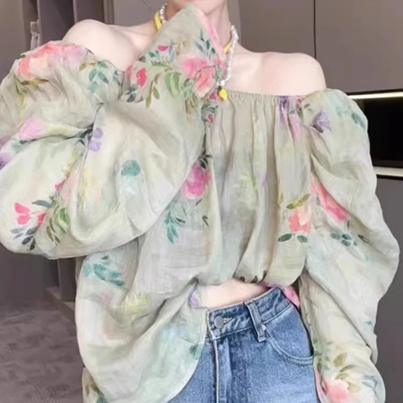 Spring Summer Printed floral blouse Women Casual Shirts Pullover Tops Fashion Female Long Sleeve Loose Blouses Chiffon Blusas