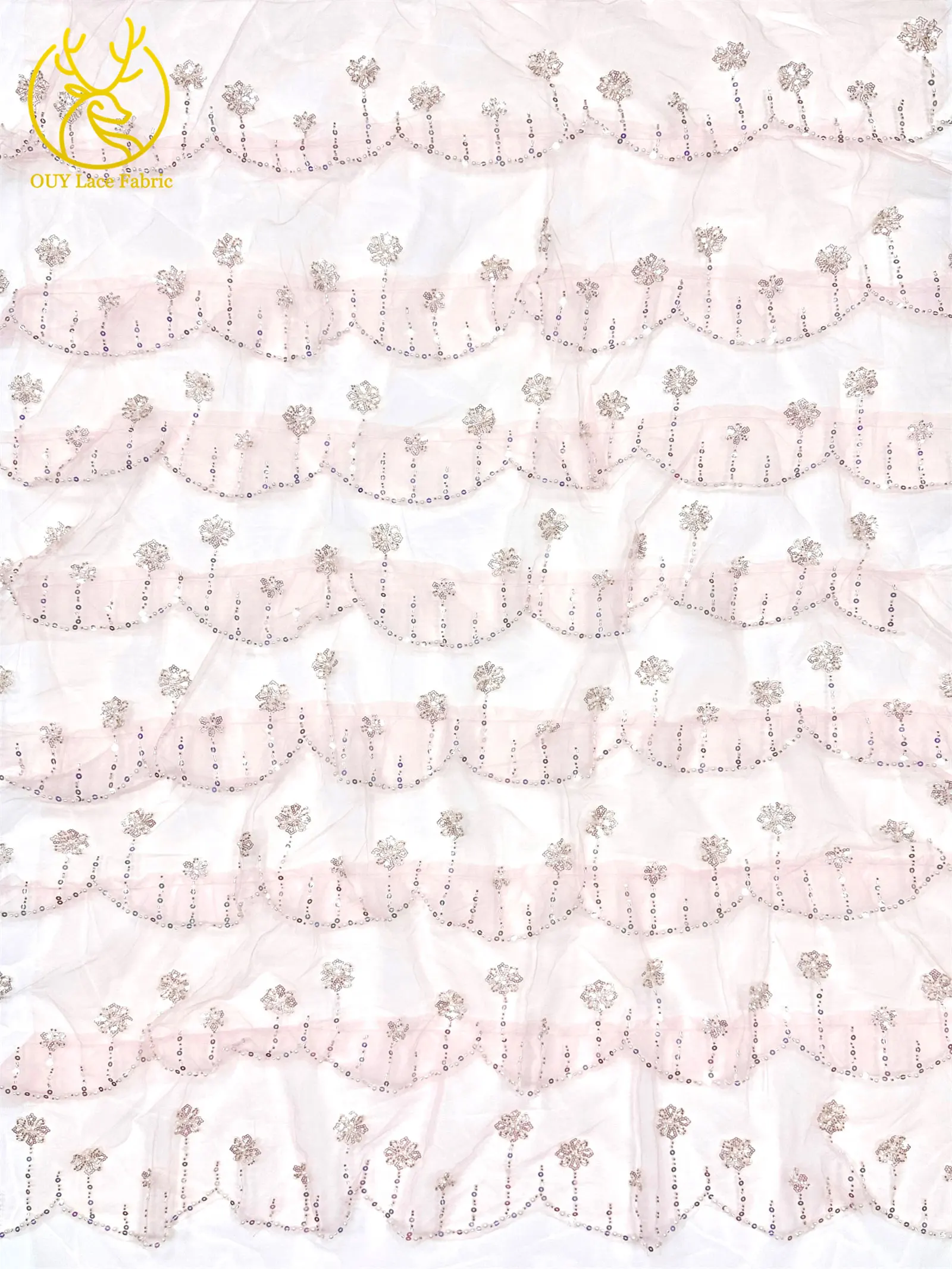Roter Modischer 3D Tüll Perlen-Pailletten-Spitzenstoff 5 Yards Afrikanischer Spitzenstoff Nigerianischer Tüll-Netzstoff Braut-Hochzeitsstoff – Detail 9