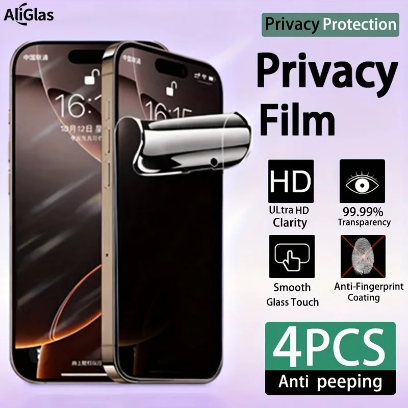 

4 шт. HD антиподглядывающая защитная пленка для экрана гидрогелевая защитная пленка для Iphone 17 16 15 14 13 12 11 Pro Max 15 14 16 Plus XR XS пленка