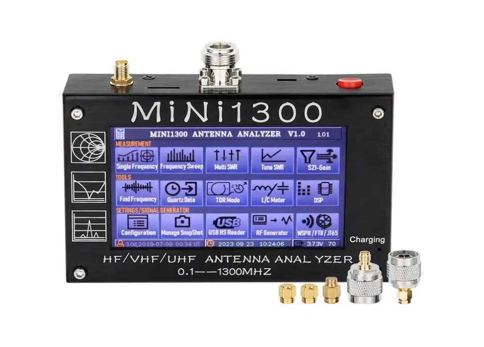 Mini1300 Antenna Analyzer, 4.3 Inch 0.1-1300MHz HF VHF UHF Antenna Analyzer  ANT/SWR/TDR/DSP RF Signal Generator Vector Network