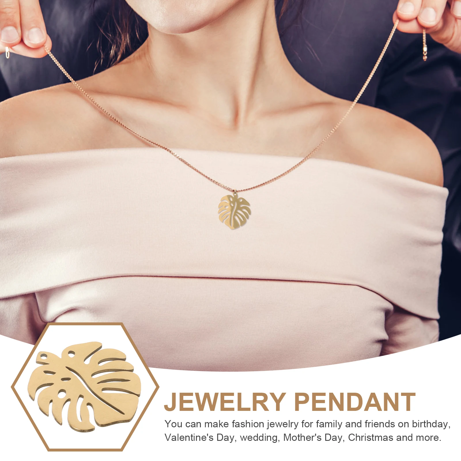 

5pcs Leaf Pendant Charms Golden DIY Jewelry Making Necklace Bracelet Supplies Metal Findings Lightweight Accessories