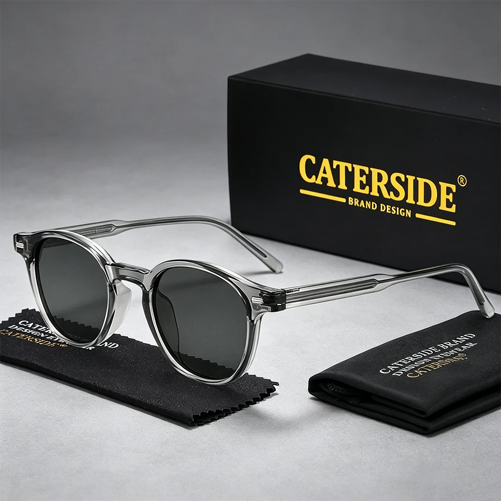 CATERSIDE Vintage Herren-Sonnenbrille mit polarisierten Gläsern, hochwertiger Tr-90-Rundrahmen, dekorative Damenbrille für Outdoor-Fahrten und Reisen – Detail 1