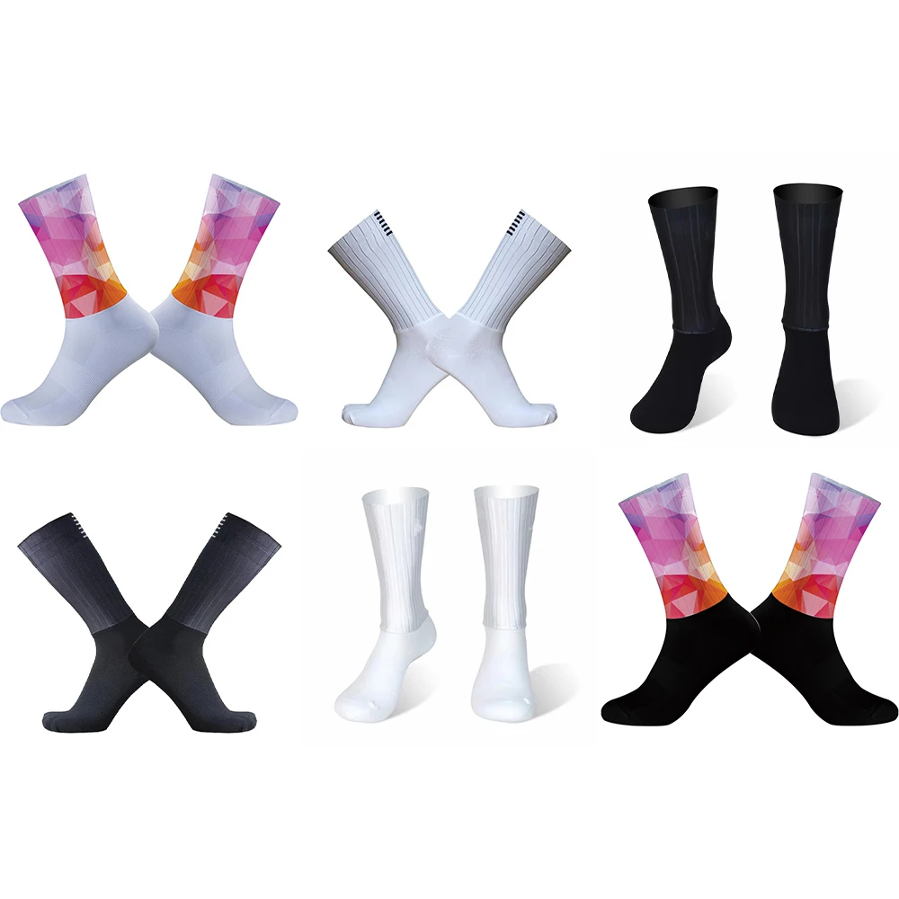 

Anti Slip Silicone Summer Aero Socks Men Bicycle Sport Running Bike Socks Cycling Socks Calcetines Ciclismo 2024 New