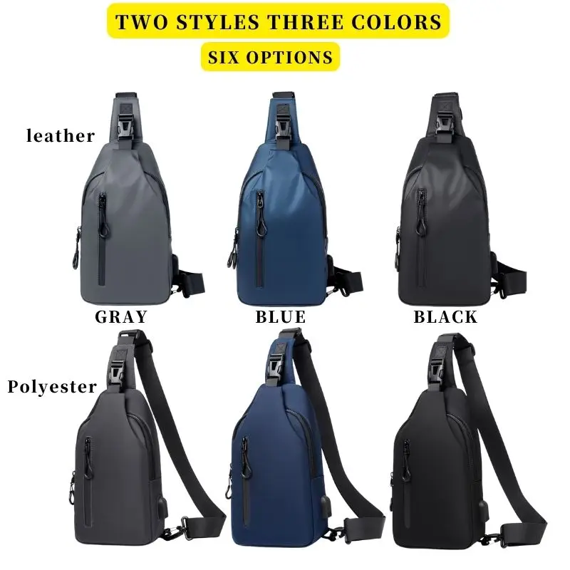 SWISS New Men\'s Chest Bag Fashion Solid Color Chest Bag Outdoor Casual Fashion  Shoulder Crossbody Bag Waterproof bag