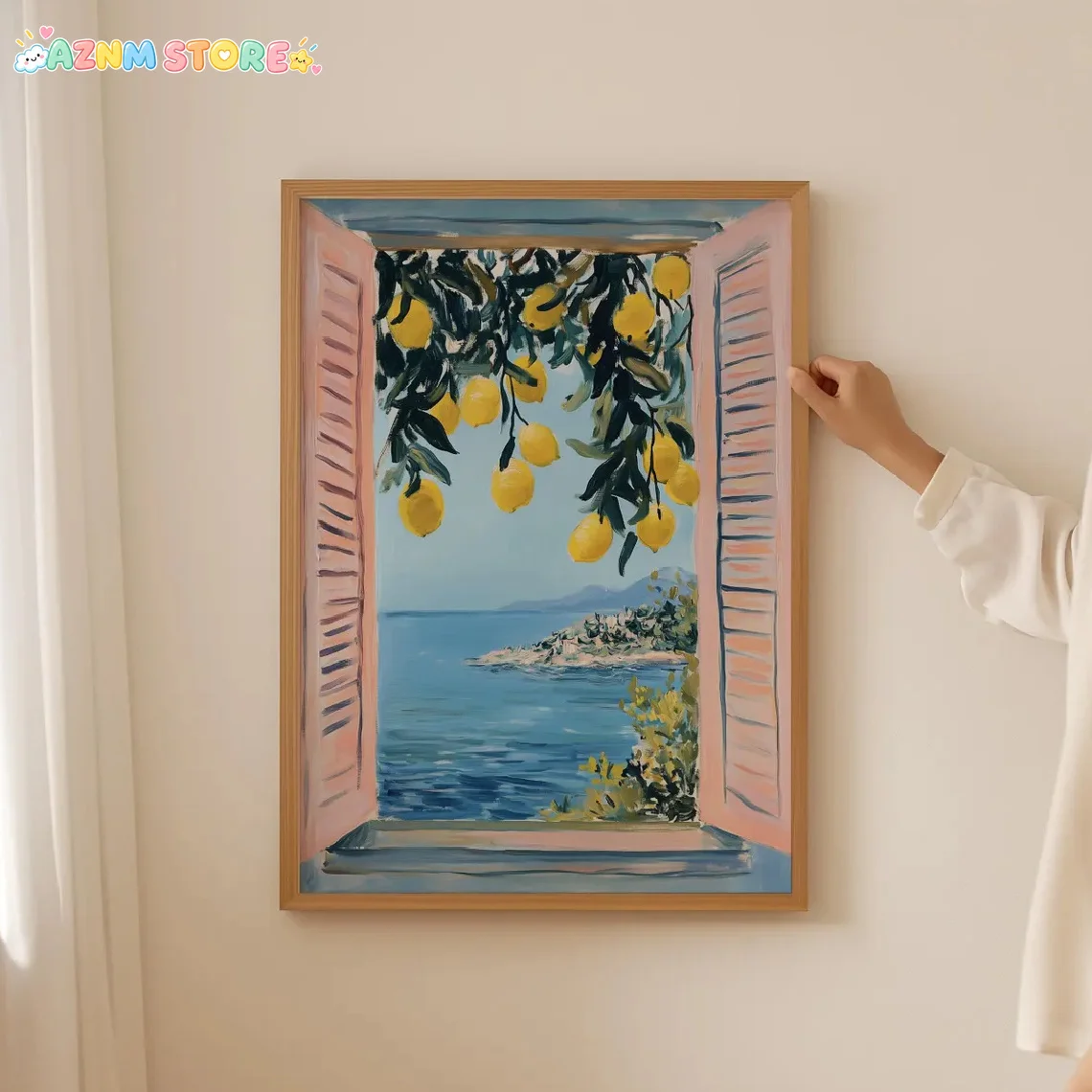 2027,1pc Italian Lemon Coast Botanical Wall Art Print - Vertical Lemon & Limoncello Inspired Poster, Bedroom, Living Room - I
