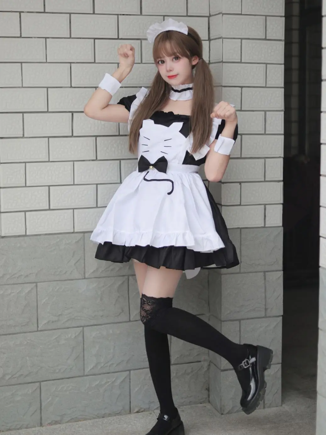 Tamanho grande doce japonês lolita empregada cos quadrado pescoço manga curta vestido menina verão nova cintura alta redução de idade vestidos bonitos