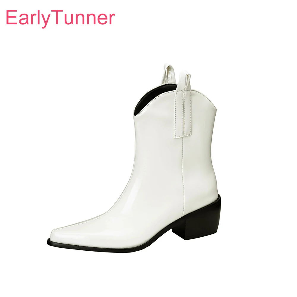 

2025 Новые зимние классические бежевые красные женские ботинки челси на высоком квадратном каблуке Офисные женские туфли плюс маленький большой размер 32 10 41 45 48