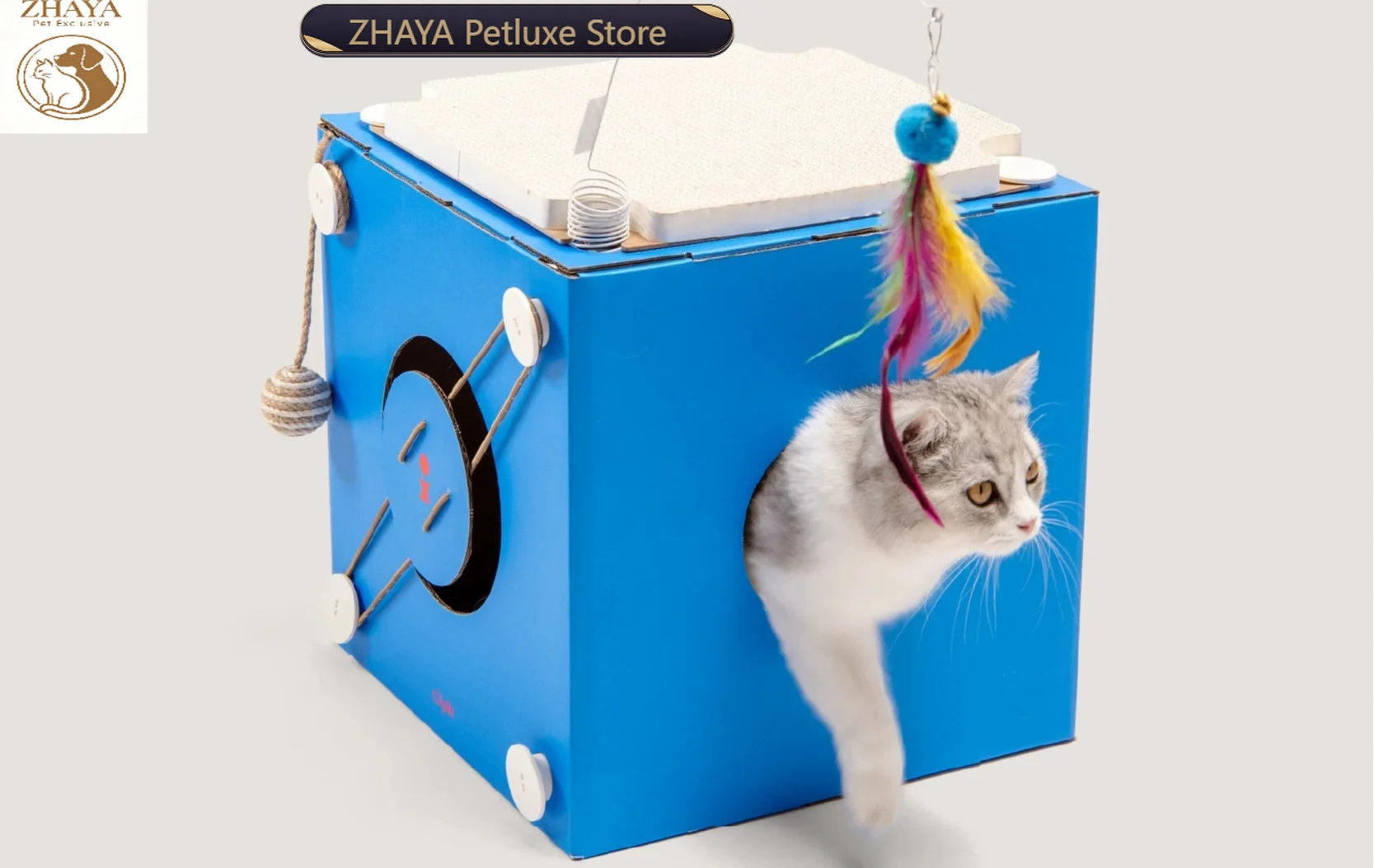 ZHAYA Multi Function Cat Nest Play Rest Combo Scratcher All Season Compact Size Kitten House Furniture Toy New Design Shelter