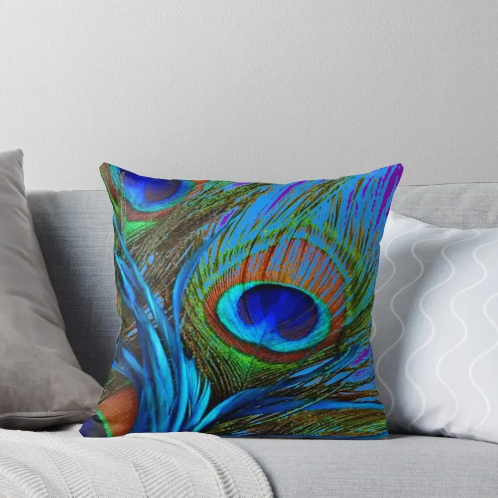 

BABY BLUE PEACOCK FEATHERS ABSTRACT Throw Pillow Christmas Pillow Christmas Throw Pillows Covers bed pillows pillow