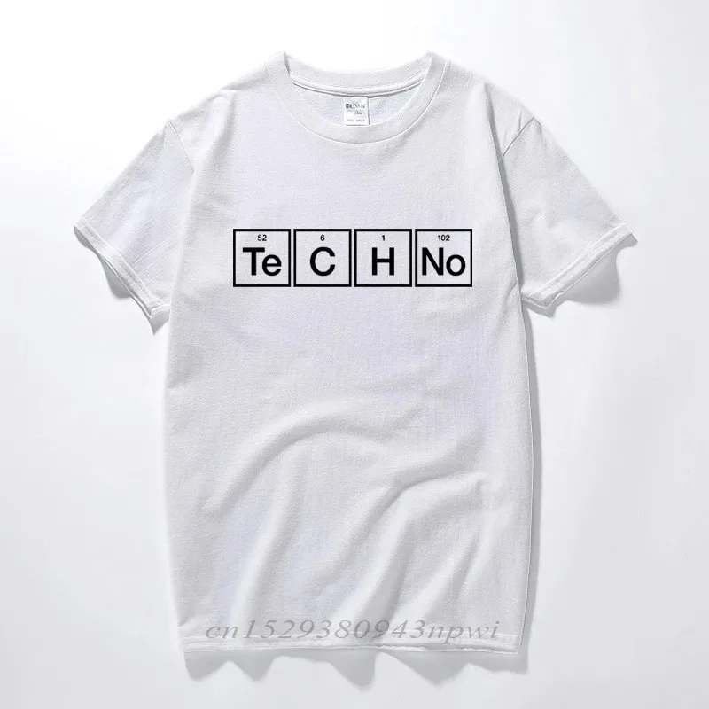 Techno Slogan Print Men T-shirt Periodic Table Graphic Design Music Tee House Top Summer Fashion Streetwear Camiseta Masculina