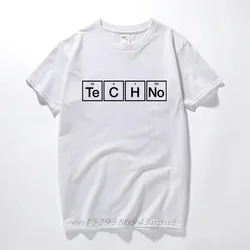 Techno Slogan Print Men T-shirt Periodic Table Graphic Design Music Tee House Top Summer Fashion Streetwear Camiseta Masculina