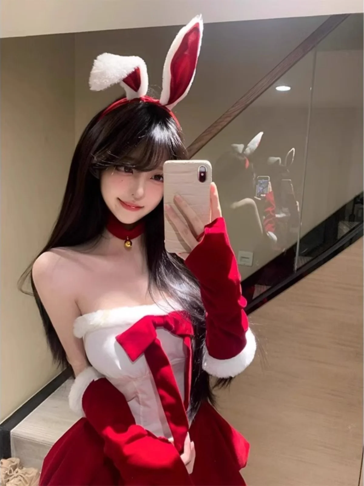 

Сексуальный костюм кролика на Хэллоуин, красный костюм Pure Desire Spicy Girl Tube Top Dr, новогодний наряд, длинный свеч, игровая одежда для косплея