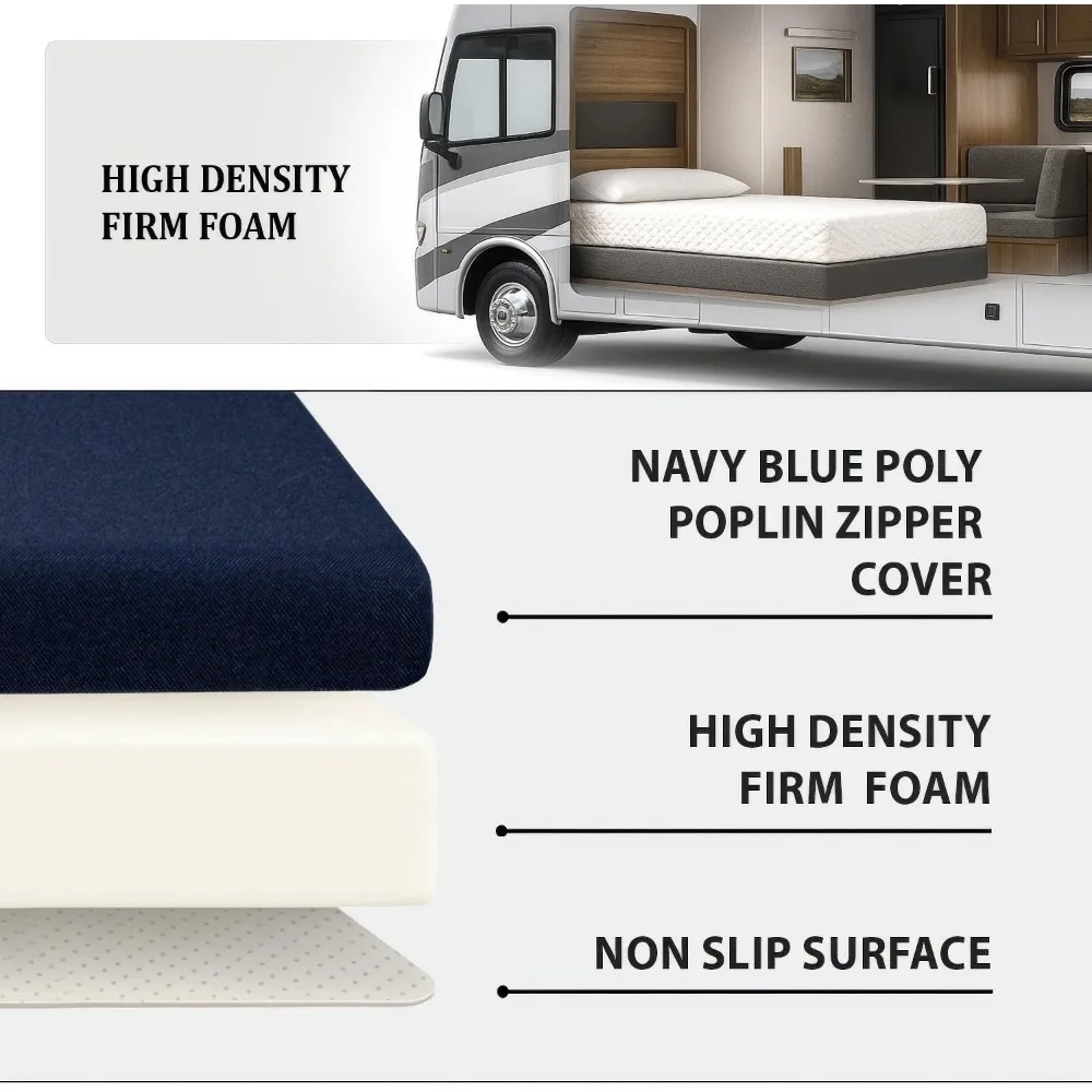 مرتبة RV بطابقين مقاومة للماء 5 × 48 × 80 - رغوة قوية عالية الكثافة، غطاء بوليستر، مثالية للشاحنات والمعسكر #6