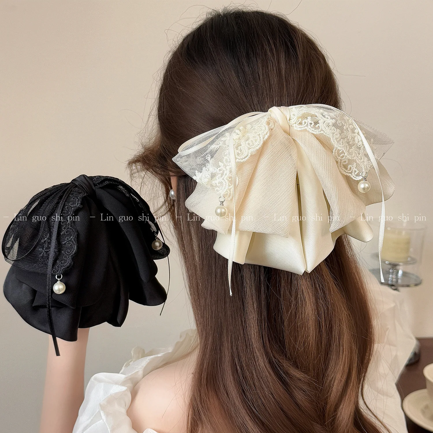 

Заколка-краб для волос с сетчатым бантом, 1 шт., для создания объема на затылке, для женщин, для стройности лица, для хвоста, элегантная, на каждый день