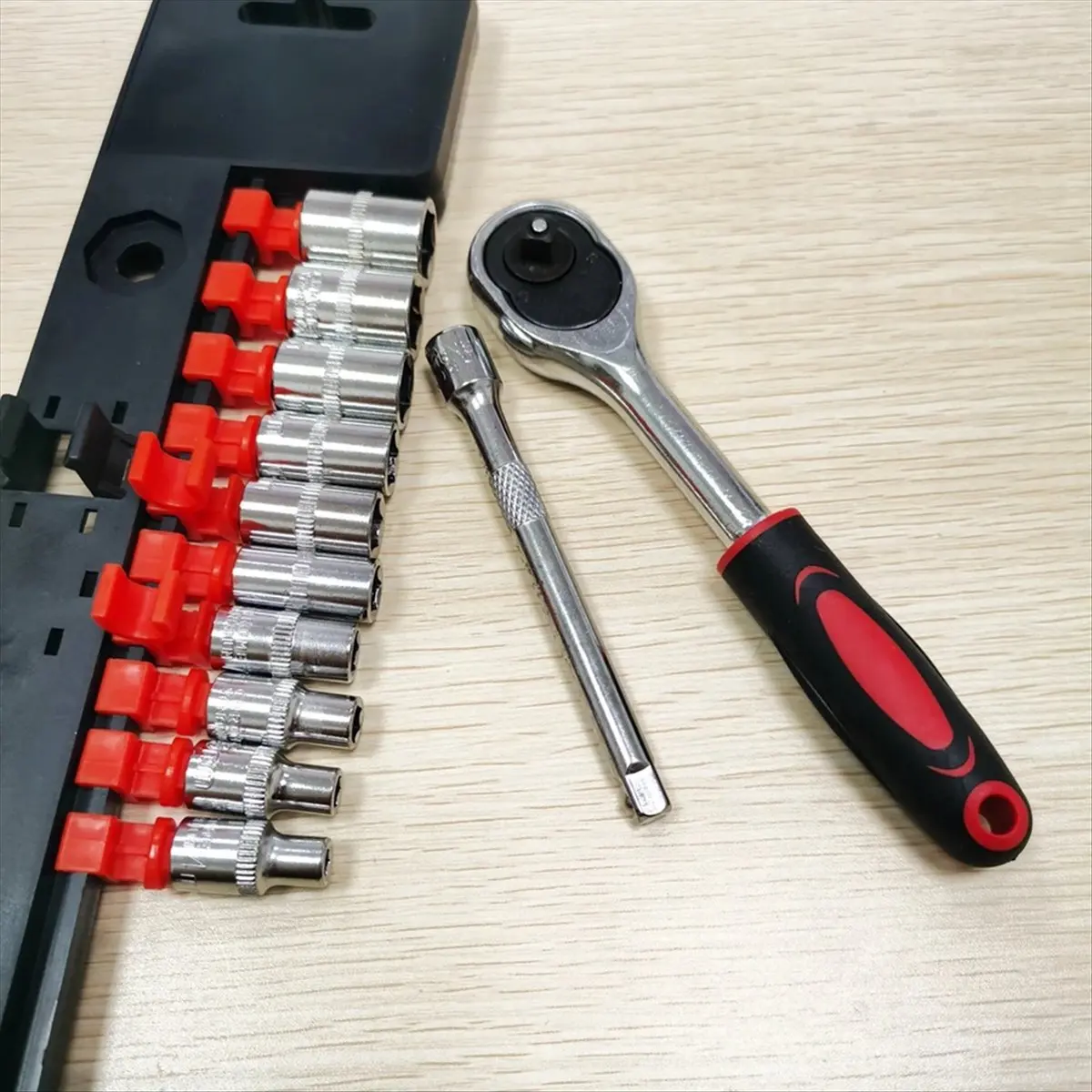 12-Piece Set of Socket and Ratchet Wrenches, 3/8, 1/2 Size, Wrench Tool Kit with Extension Rod 1/2inch 12pc Set
