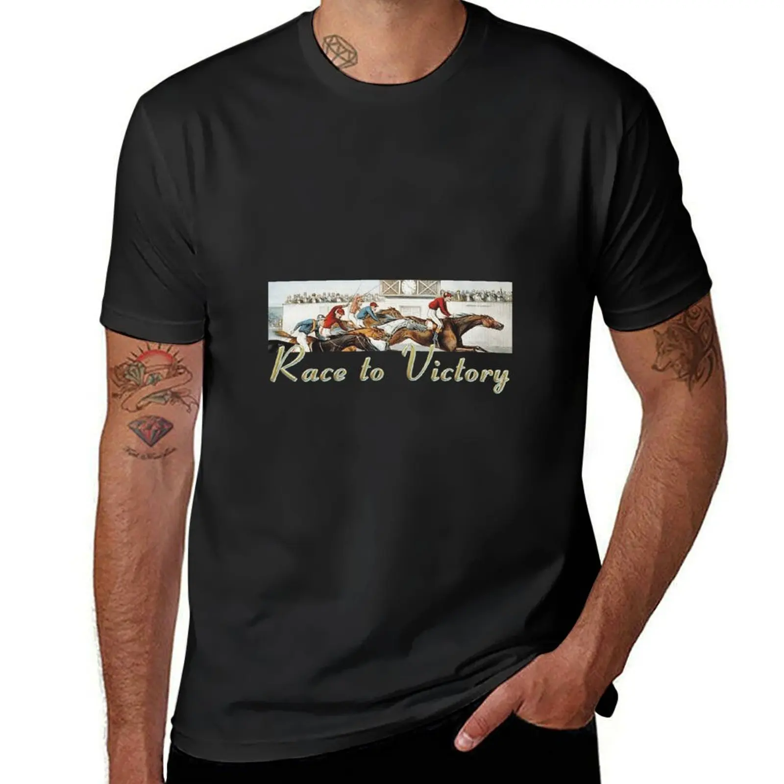 Horse Race to Victory T-Shirt Aesthetic clothing oversizeds quick drying tees plain black t shirts men