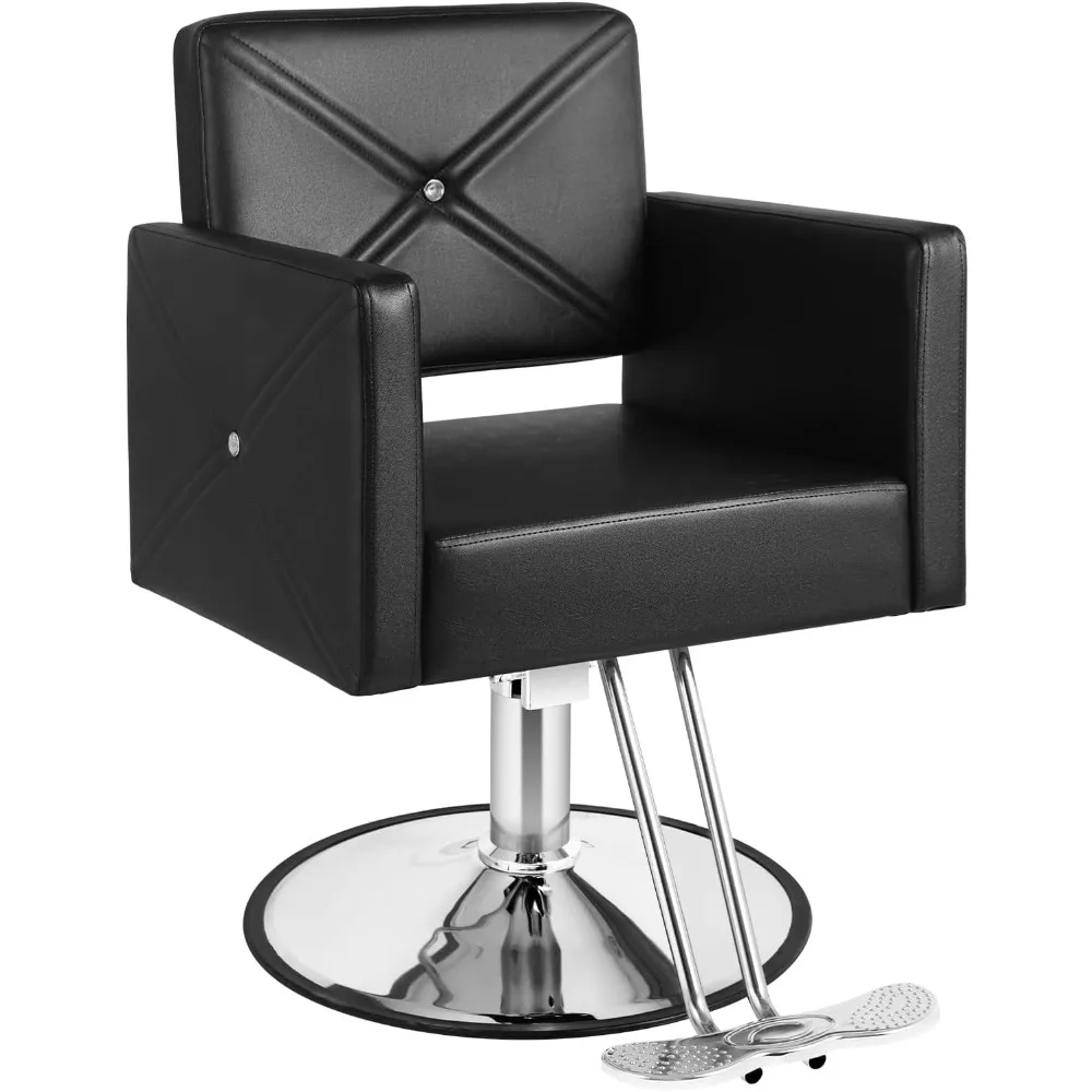 

Black salon chair, height adjustable hairstylist chair with heavy-duty hydraulic pump, 360 degree rolling