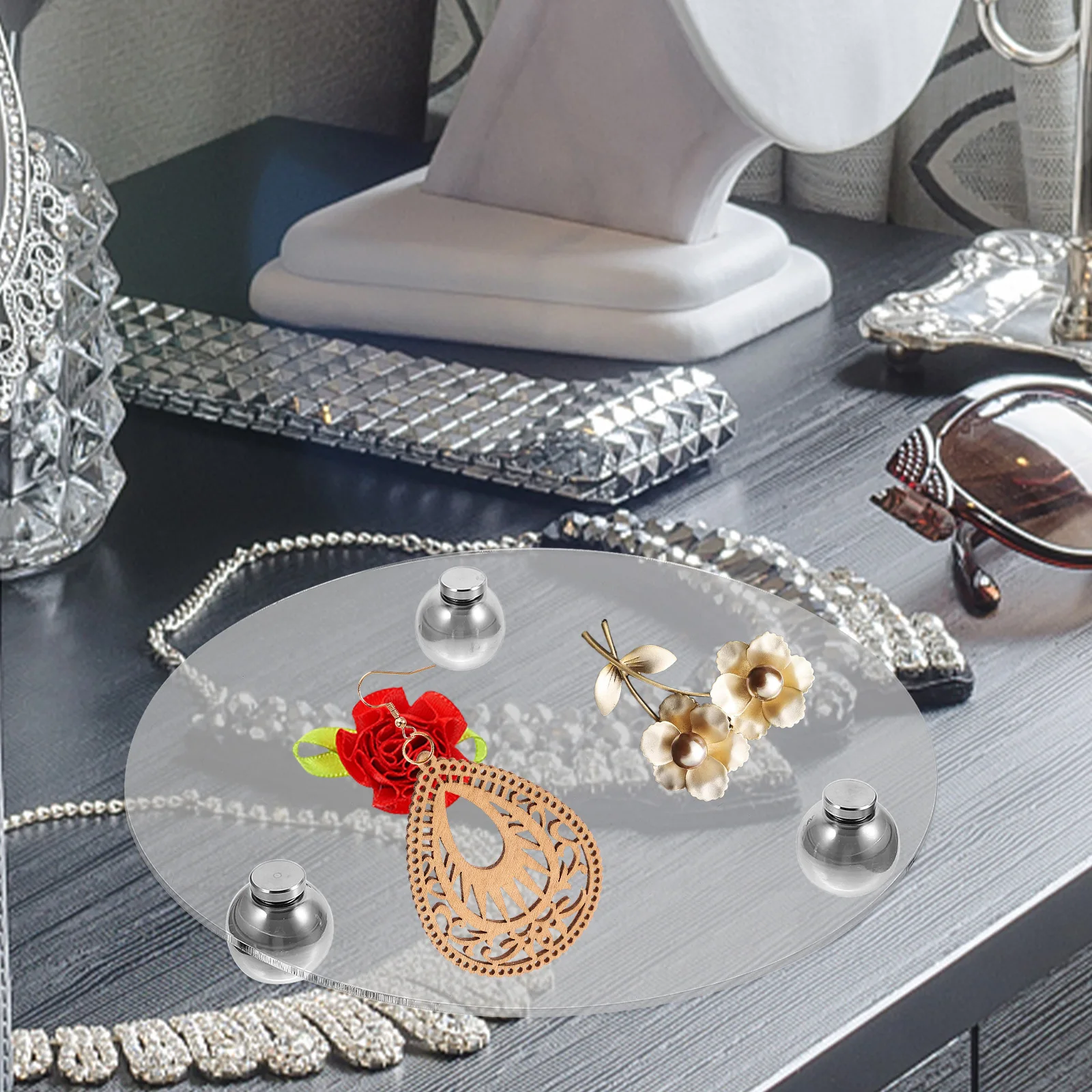 

Acrylic Storage Tray Clear Desktop Organizer Home Decorative Tray Lightweight Portable Storage Solution Jewelry Earrings Perfume
