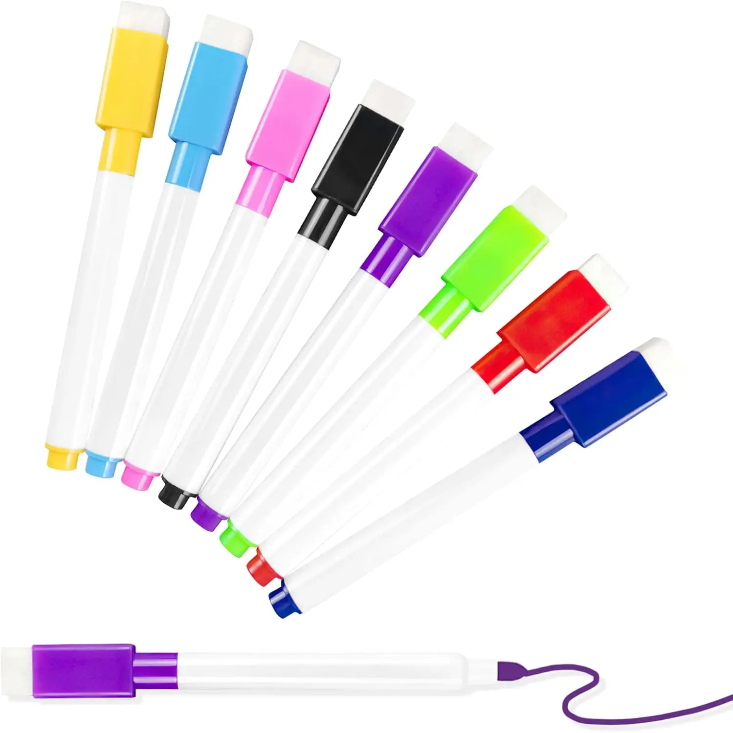 

25 Pcs Colorful Magnetic Dry Erase Markers with Eraser Cap, Fine Point Bulk for Teachers Office School Supplies