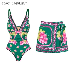 2024 New Women Retro V Neck Retro Green Grapes  Swimsuit Set  Swimwear Beachwear Bathing Suit Bikini Monokini  Bodysuit tankini