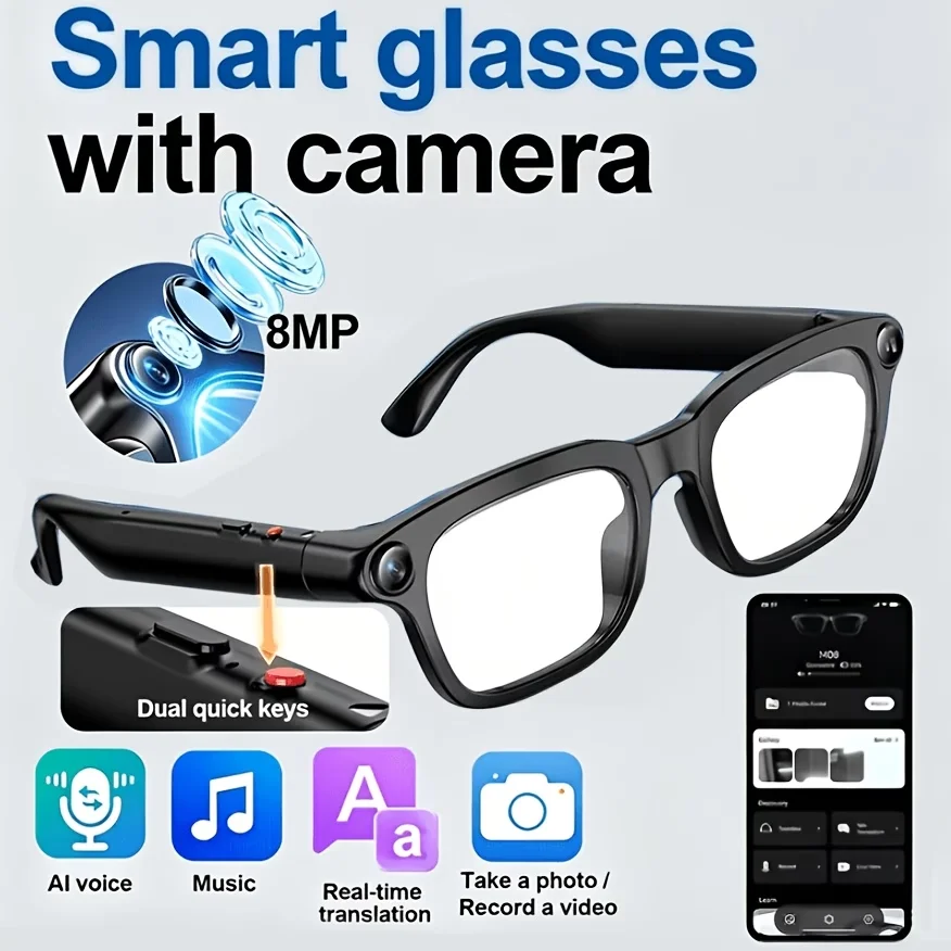 

Camera video glasses, smart translation, object recognition via camera, Q&A interaction, Hi-Fi music, and high-definition calls.