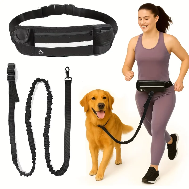 Hands Free Dog Running Leash Waist Belt - Correa de mano libre para perros,