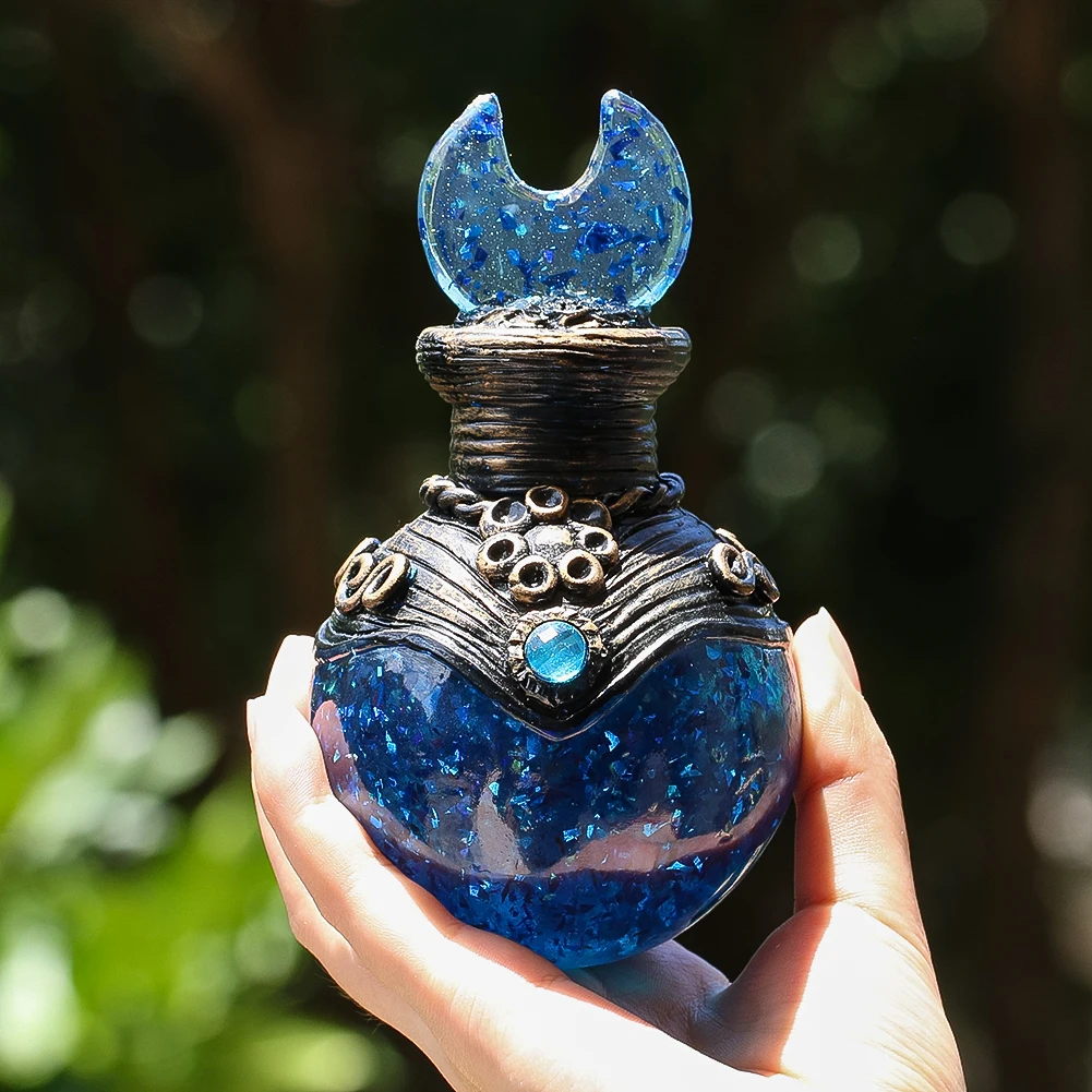 

Resin Colorful Container Bottle Gemstone Inlay Aromatherapy Crystal Stones Perfume Place Container Multifunctional Storage Jar