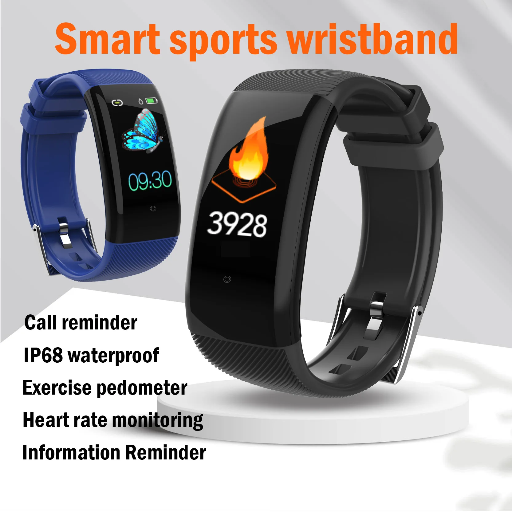 

New smart sports wristband for men, step counting, heart rate measurement, women's fashion watch, waterproof sports wristband