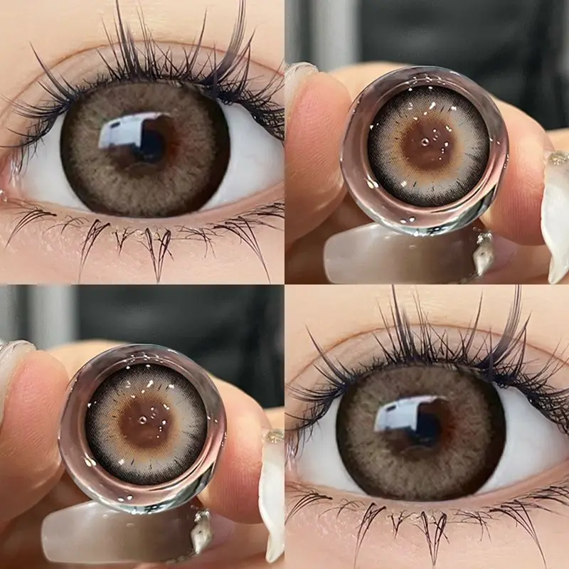 Duoxiu 2pcs Color Contact Lenses With Nature Eyes Brown Myopia Degree-0.00~ -8.00 Beauty Pupil Makeup Eye Fast Shipping