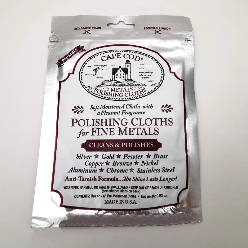 Original Cape Cod Cleans Polishing Cloths For Fine Mtals - Twin Pack, For Jewelry Watch And Stainless Steel