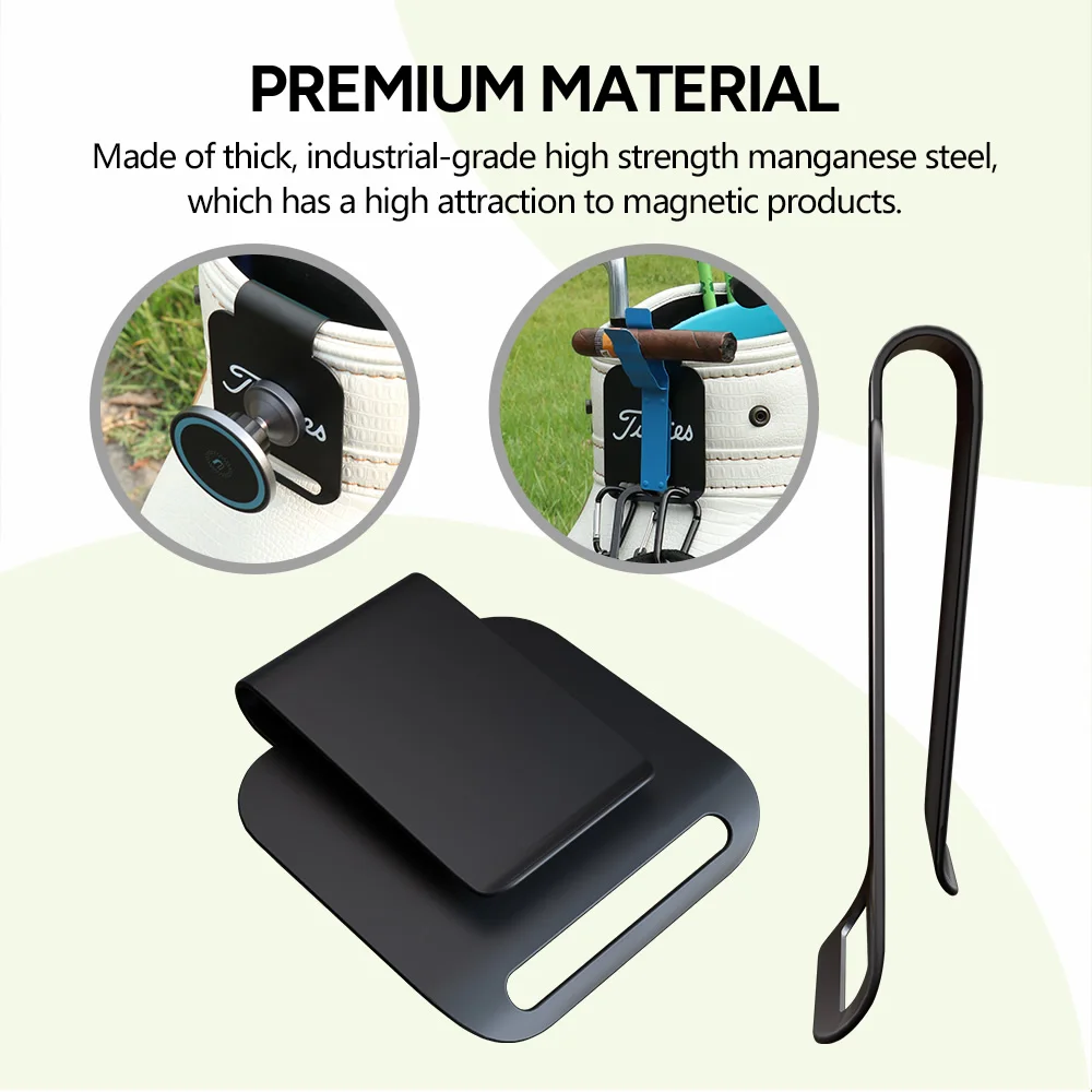 Metall-Landepads, Mattschwarzes Manganstahl-Golftaschen-Landepad, Robuste Magnetische Clip-On-Basis, Golf-Landepads – Detail 4