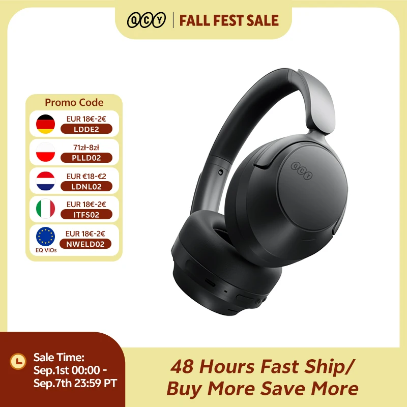 Image of QCY H3S Over-Ear-Kopfhörer Hi-Res LDAC Spatial Sound Headset H3S -56dB Adaptives ANC Kabelloses Headset Bluetooth 6.0 102 Std. Akkulaufzeit