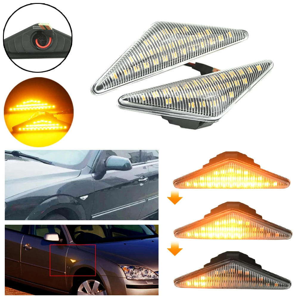 For Ford MONDEO 3 MK3 FOCUS 1 MK1 Flowing Side Repeater Light LED Dynamic Side Marker Turn Signal Lights Indicator Blinker Lamp