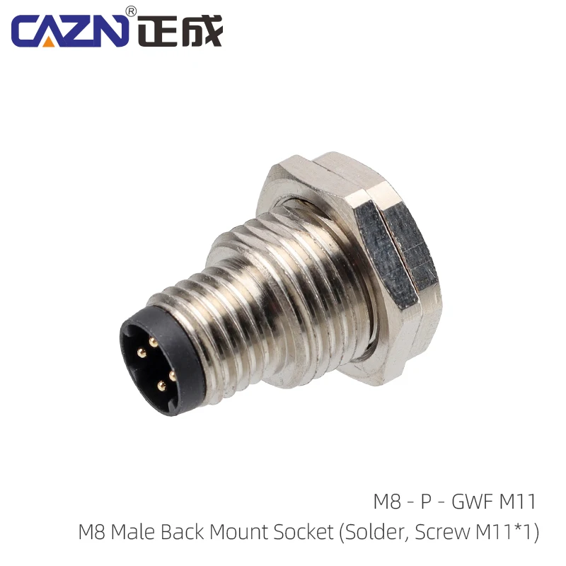 Hot Selling M8 Sensor Connector 3/4/5/6/8 Pins IP67 Solder Socket For Robotic Industry Male&Female Front Back Mount Socket