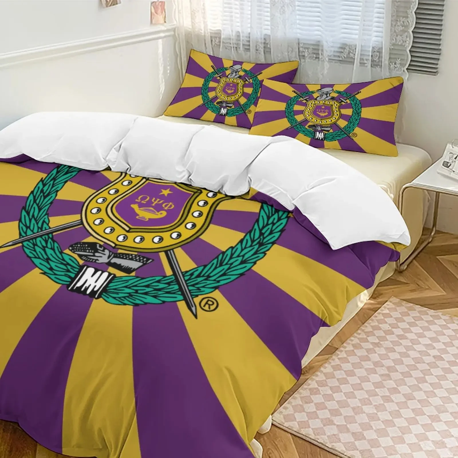 Omega Fraternity Psi Phi OPP Bedding Set Double Twin King Duvet Cover Comforter Pillowcase Boys Girls Adults Bedroom