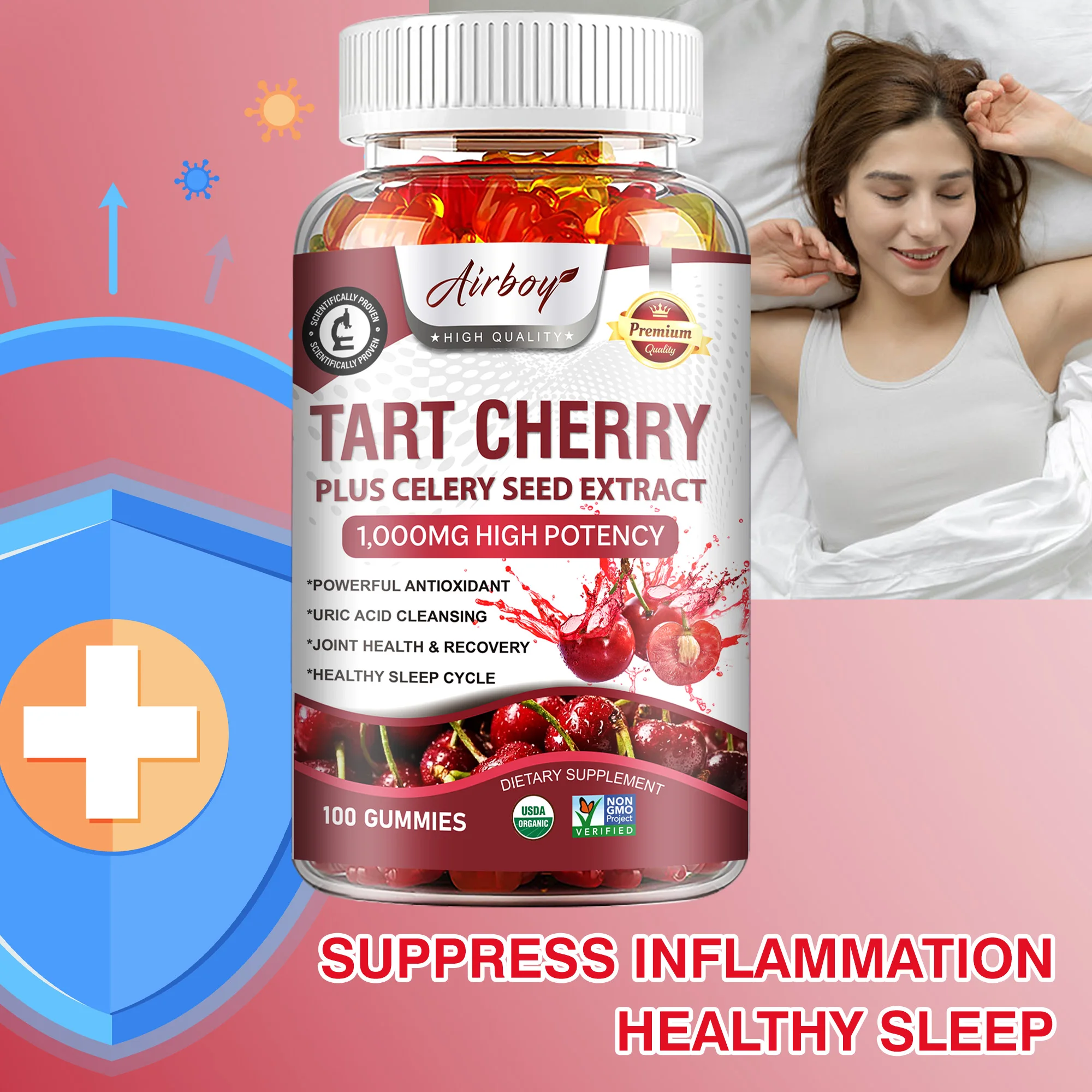 

Tart Cherry Gummies - Reduce Joint Discomfort, Promote Muscle Recovery, Improves Sleep Quality