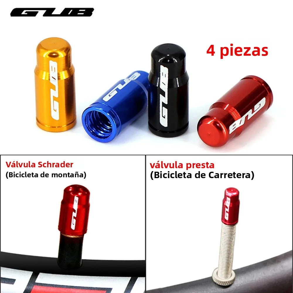 4 tapas de válvula de aluminio para neumáticos de bicicleta, ultraligeras, para bicicleta de montaña y carretera, protector de válvula Schrader/Presta, accesorios MTB