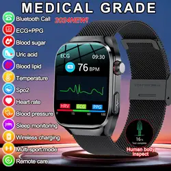 2024 neue Blutfette Harnsäure Blutzucker Smartwatch Männer EKG ppg 1,5-Zoll-Amoled-Bildschirm HD Bluetooth-Anruf Gesundheit Smartwatch