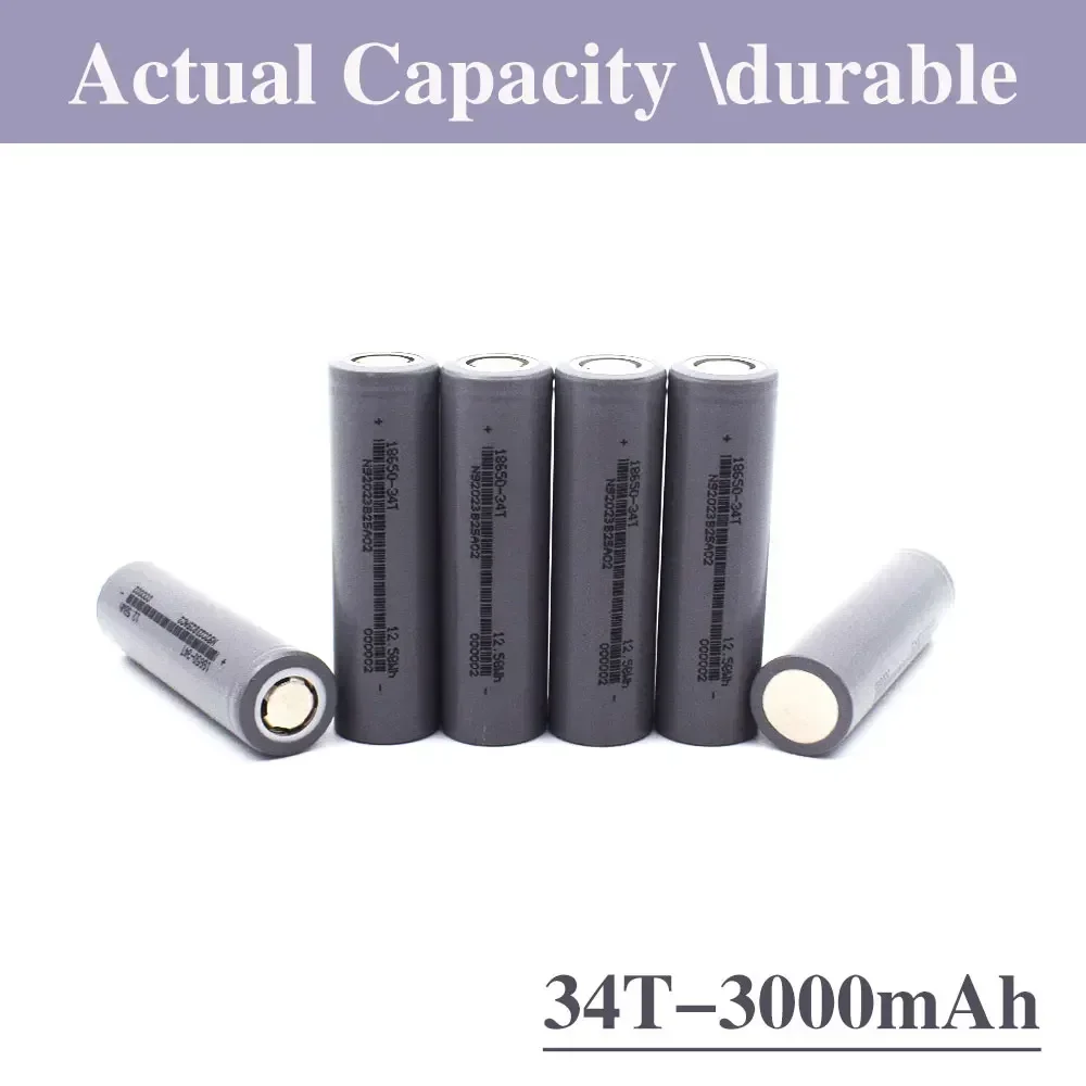 18650 34T Ion Rechargeable Battery, 3.7V, 3000mAh,Suitable for Toys, Flashlights, Wireless Mice, Power Tools and Other Equipment