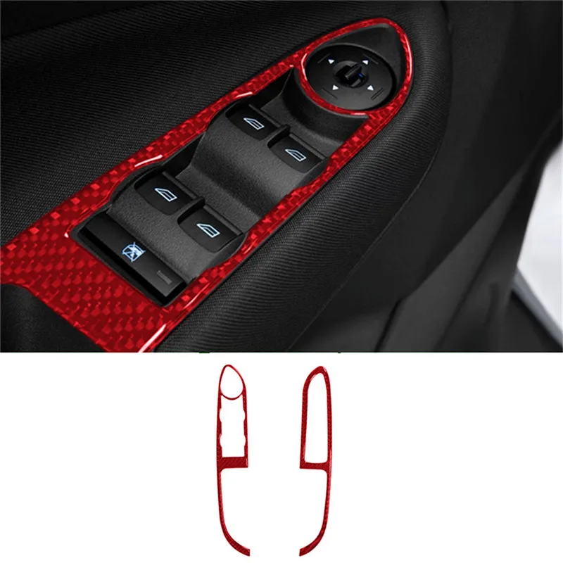 

Carbon Fiber Car Window Lifting Control Panel Frame Trim Sticker For Ford Escape 2013-2016 Interior Accessories