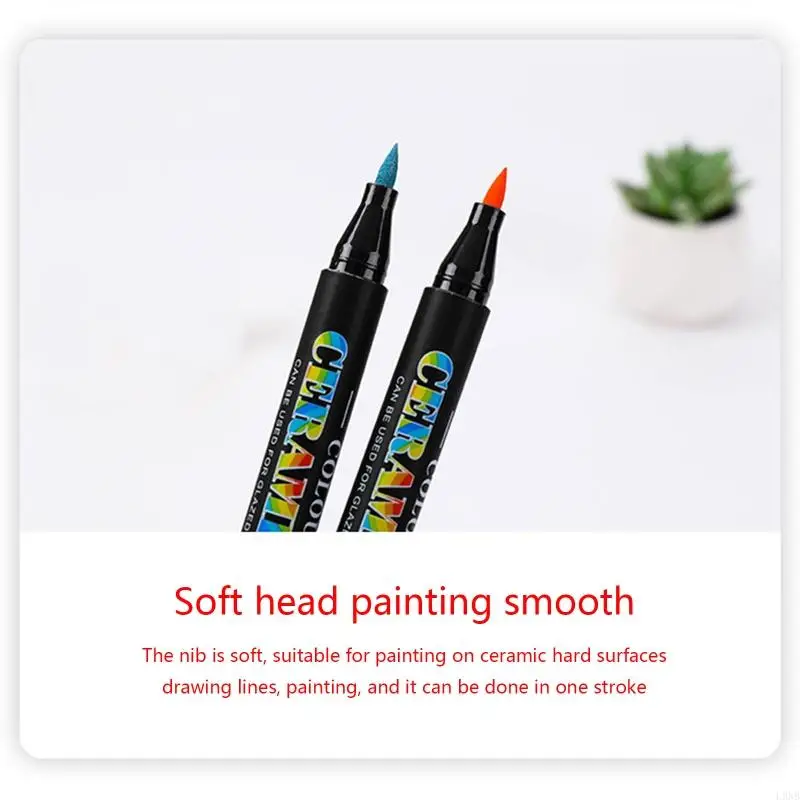 L9NB 12/24 Colors High Temperature Oven Baked Ceramic Marker Pen Set Acrylic Paint Pens for Rock Stone Glass Extra-fine Tip