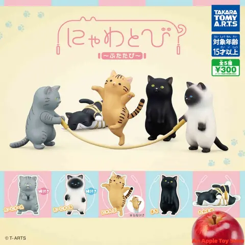 오리지널 TOMY Gashapon 고양이 방과후 놀이 활동 미니 애니메이션 액션 피겨 모델 장난감 선물 만화 캐릭터 컬렉션