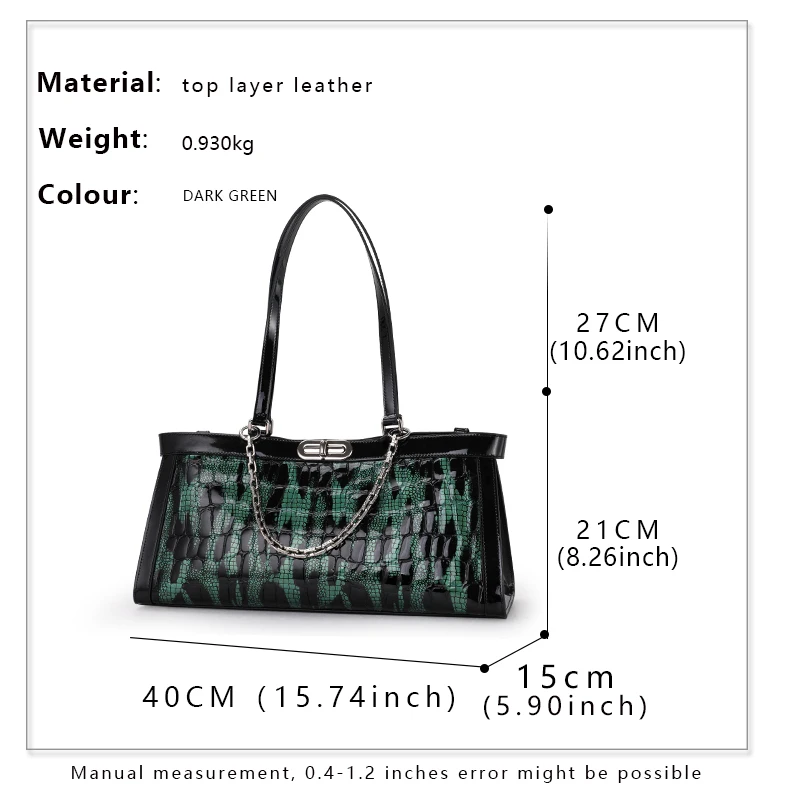 Fashionable Luxury Cowhide Women\'s Bag 2024 Trend Original Brand Handbag Crocodile Pattern Large Capacity Horizontal Bag