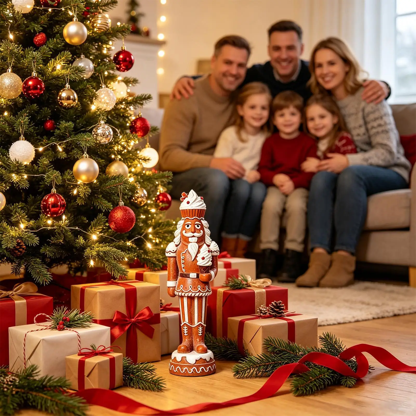 Christmas Nutcracker Decoration Resin Decorative Festive Sculpture Gingerbread Nutcracker Figures For Home Indoor Outdoor