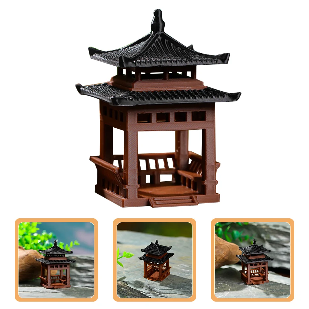 Decorations Micro Landscape Four-corner Pavilion Aquarium Ornament Fish Tank Model Landscaping Statue Home Zen Garden