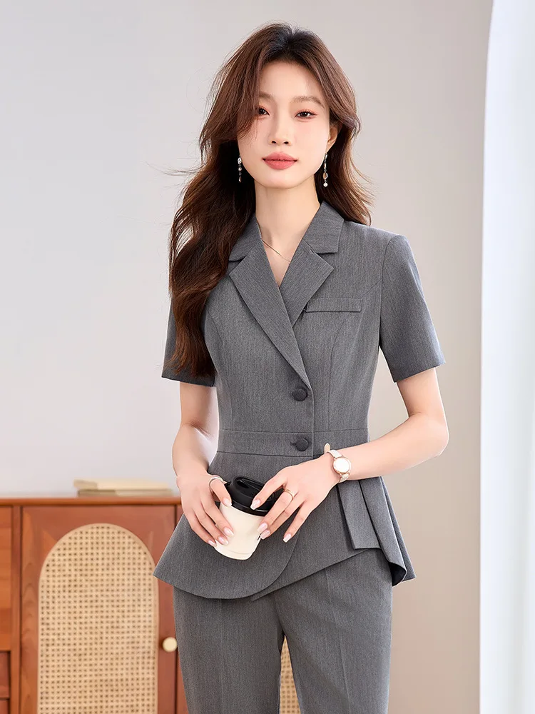2025Summer lightweight suit workwear for hotel front desk managers, jewelry store work uniforms, summer professional women's sui