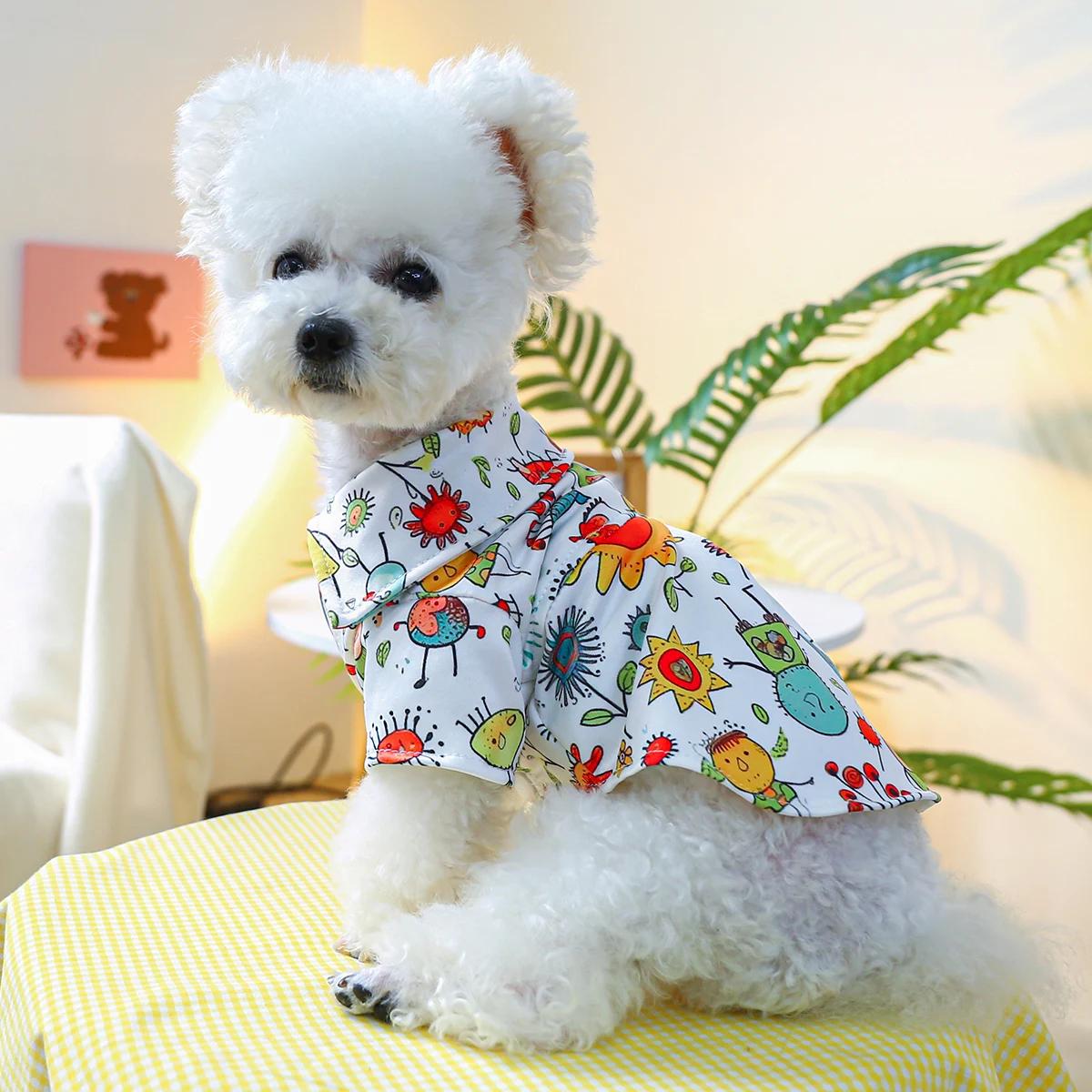 1PC Pet Clothing Dog Spring/Summer Thin Fairy Tale Kingdom Coat Shirt Homewear With Drawstring Buckle For Small Medium Dogs